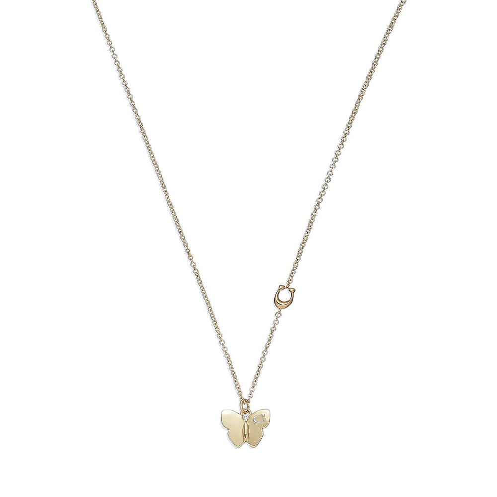 Coach Gold Tone Brass Butterfly Pendant Necklace