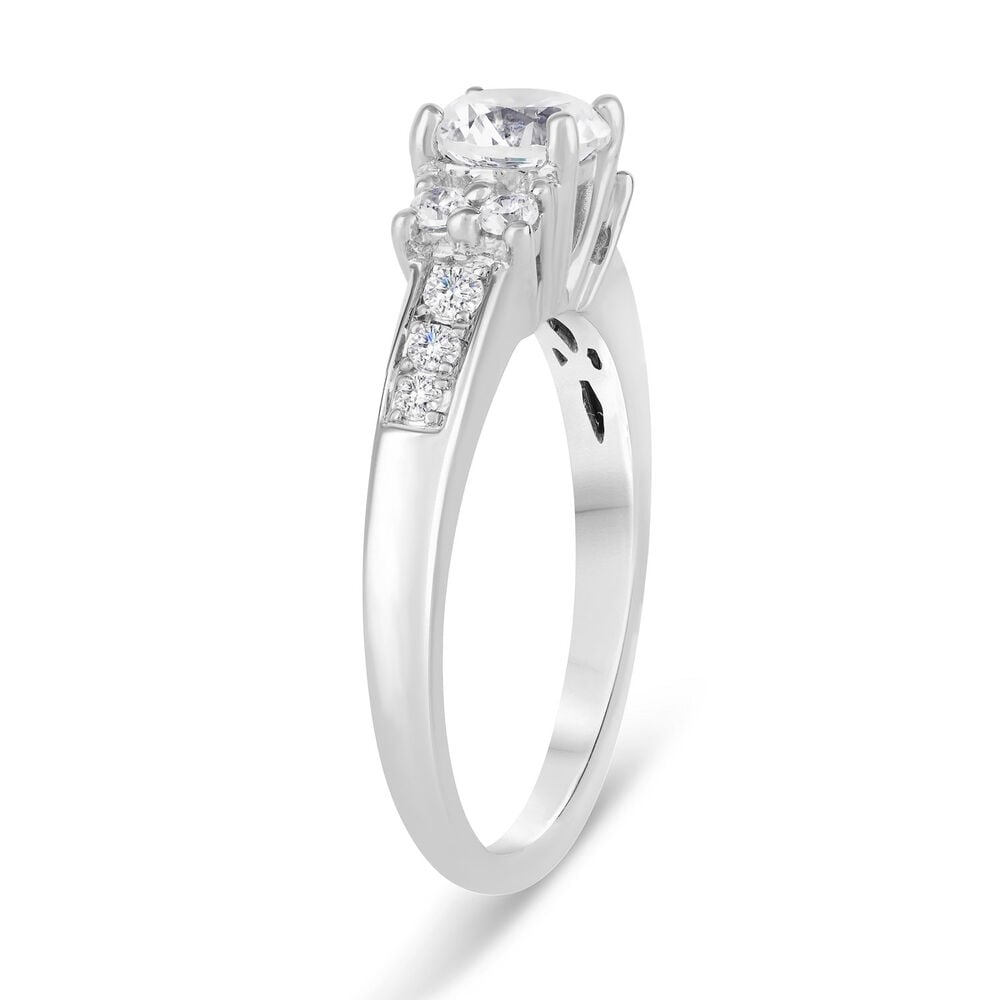 Sterling Silver Cubic Zirconia Sides and Channel Shoulders Ring image number 3