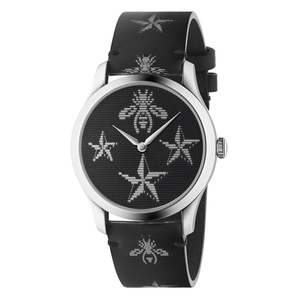 Gucci G-Timeless Black Hologram Leather 38mm Unisex Watch