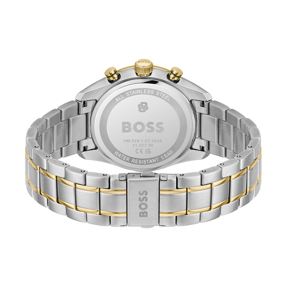 BOSS Grand Prix Vitesse 44mm Green Dial Two Tone Steel Bracelet Watch