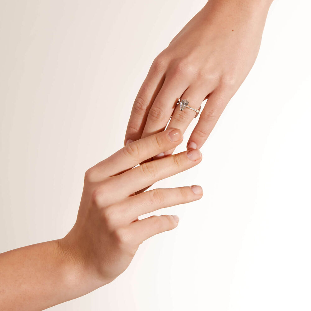 Born 18ct Yellow Gold Lab Grown 1.70ct Pear Solitaire & Diamond Sides Ring image number 5