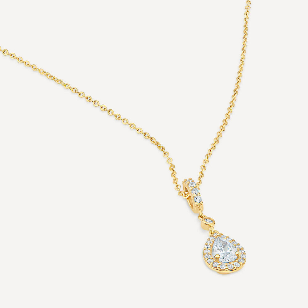 9ct Yellow Gold Pear Cubic Zirconia Cluster Bale Necklet image number 2