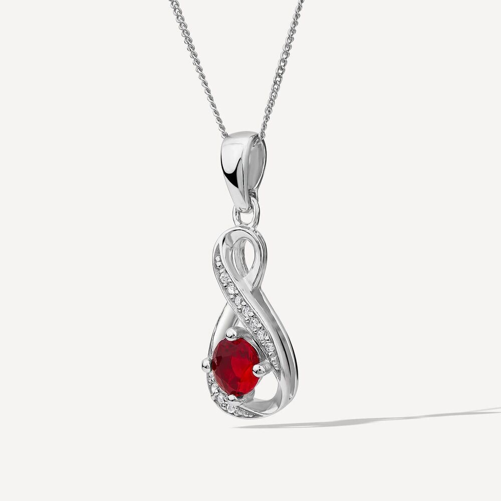 Sterling Silver and Cubic Zirconia July Birthstone Pendant (Chain Included) image number 1