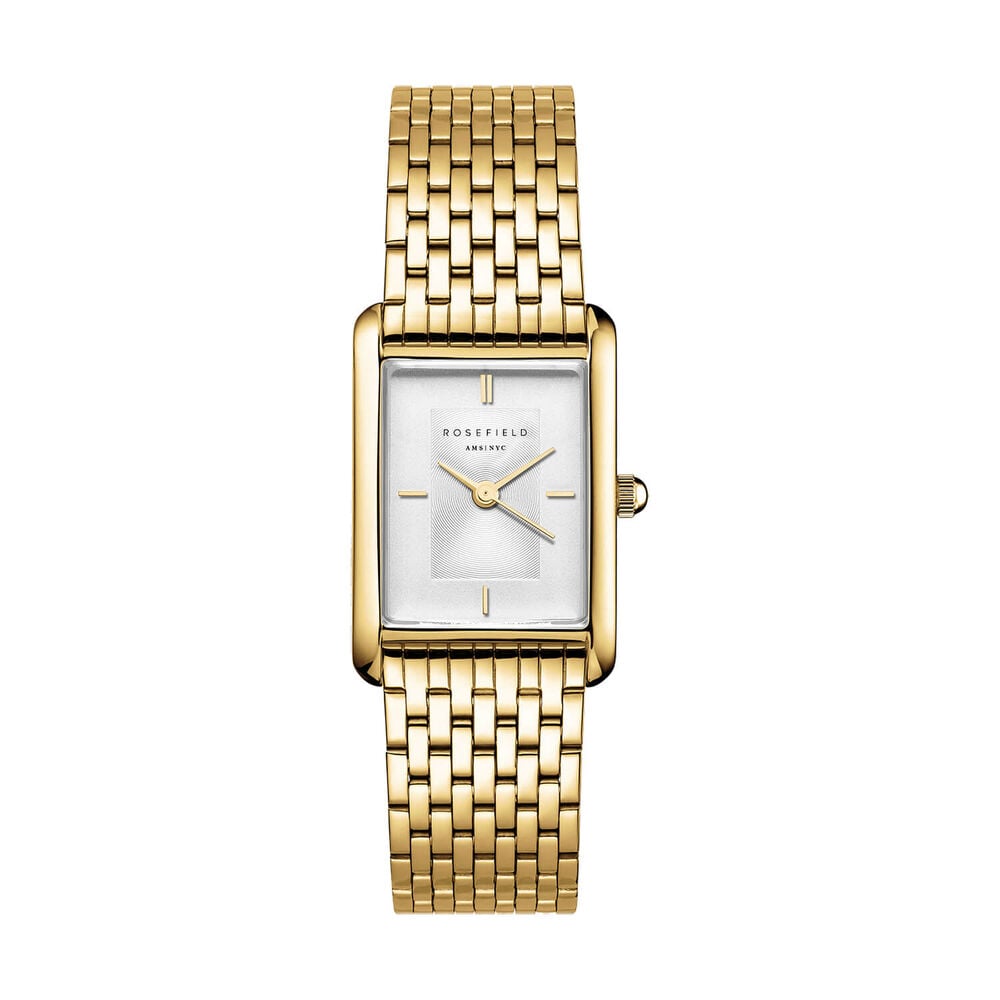 Rosefield Heirloom Gold 23.5x30.6mm White Dial 23k Gold Plated Steel Bracelet Watch