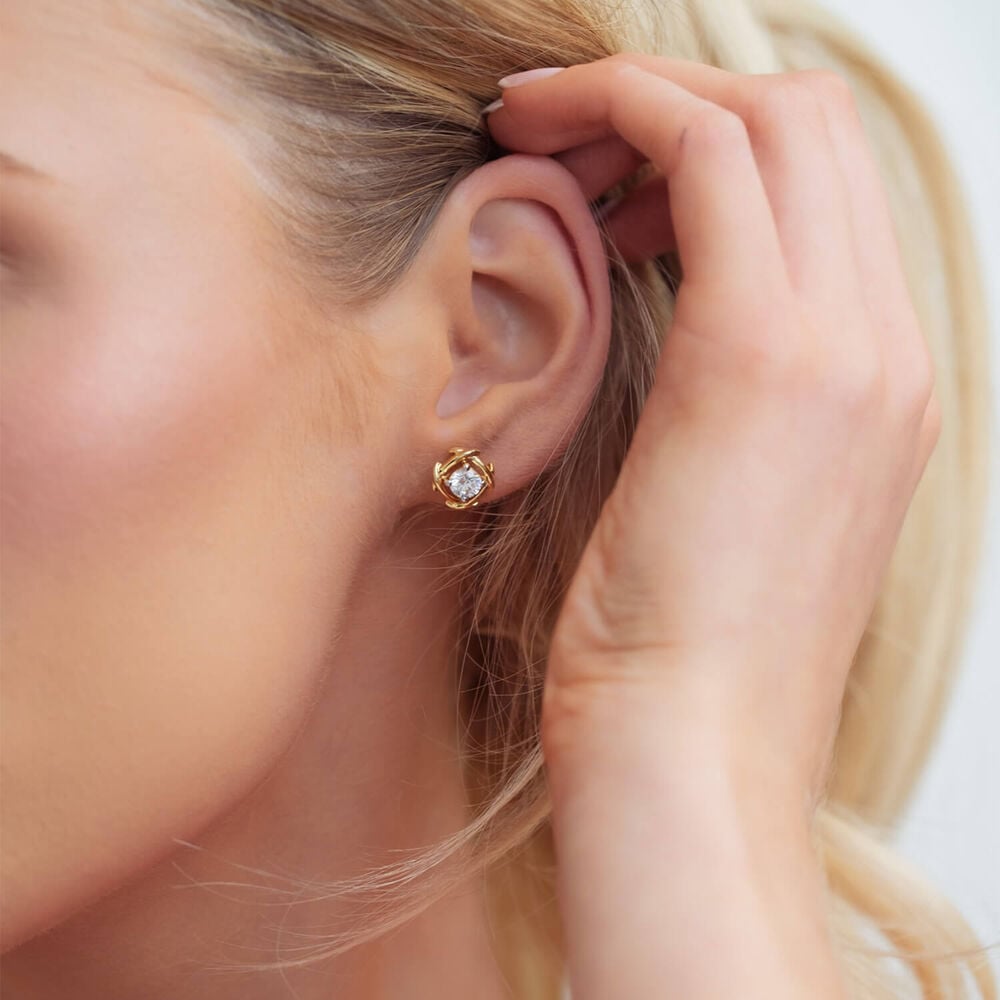 9ct Yellow Gold 1.00ct Lab Grown Entwined Love Knot Stud Earrings image number 2