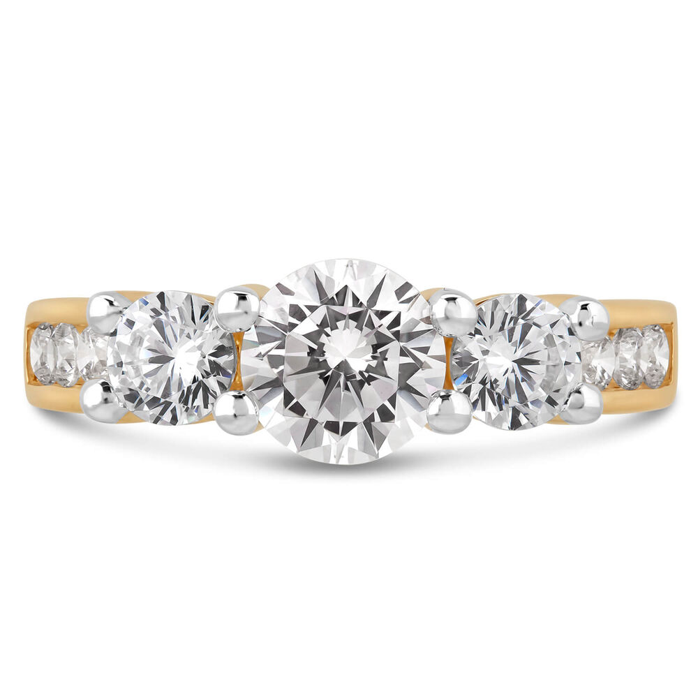 9ct Yellow Gold Graduated Three Stone Cubic Zirconia With  Cubic Zirconia Chain Shoulders Ring image number 4