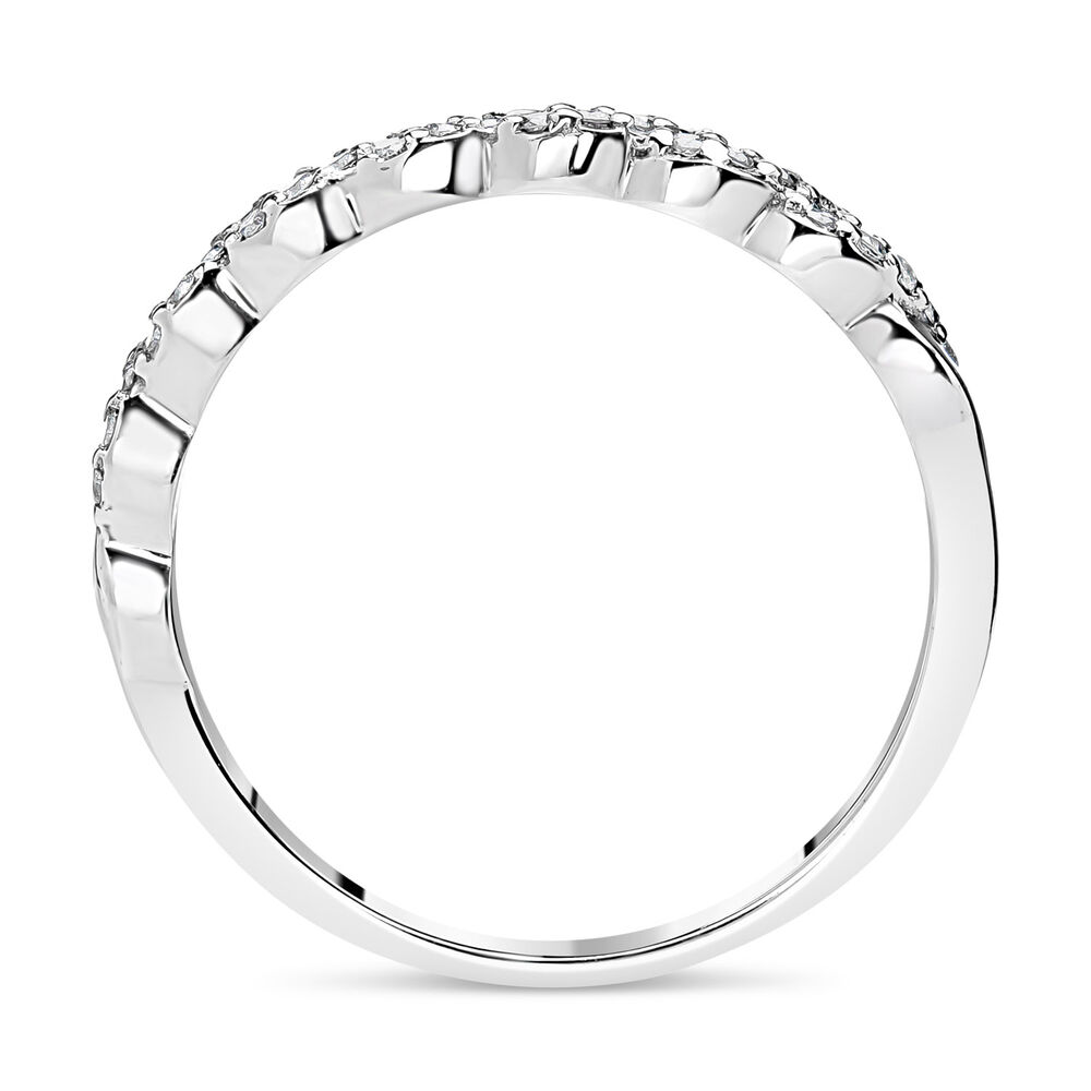 18ct White Gold Diamond Set Twist Band Wedding Ring image number 2