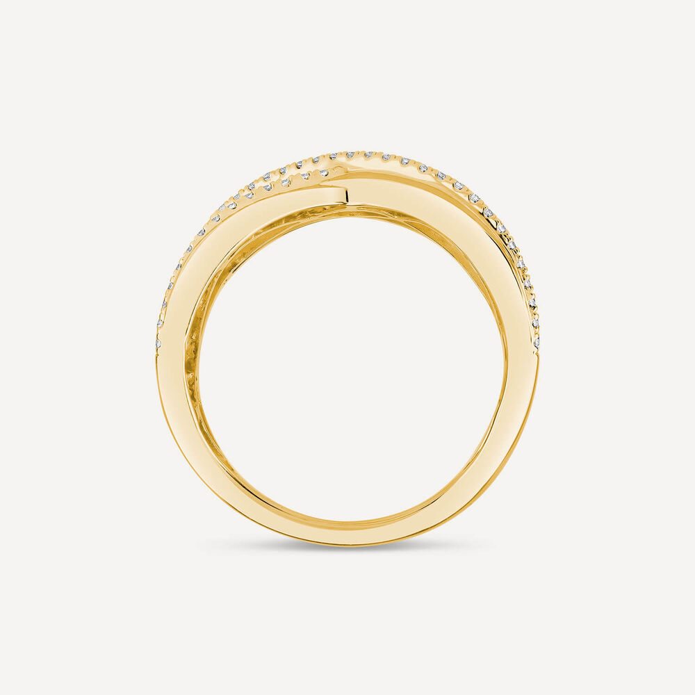 18ct Yellow & White Gold 1.00ct Diamond Crossover Band Ring image number 5