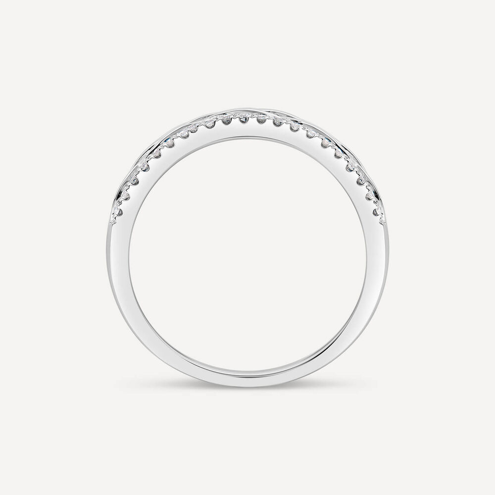 9ct White Gold 0.10ct Diamond Line Woven Design Ring image number 3