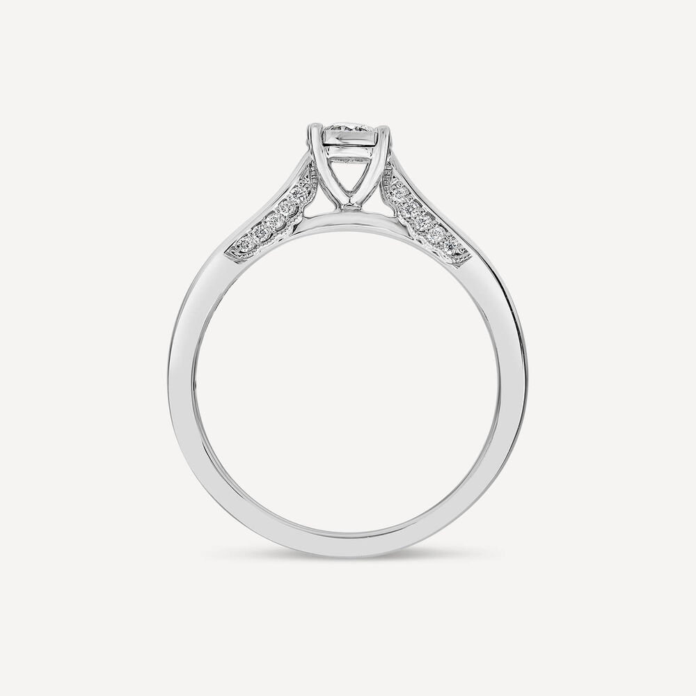 Kathy De Stafford 18ct White Gold 0.24ct Round & Solitaire Diamond Accentuated Shoulders Ring image number 3