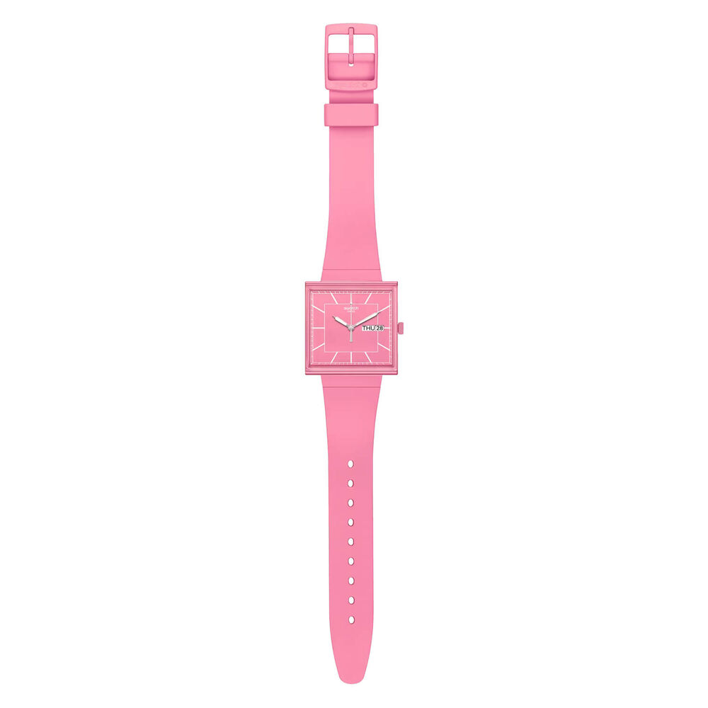 Swatch Bioceramic What If...Rose? Square Dial Pink Strap Watch image number 2