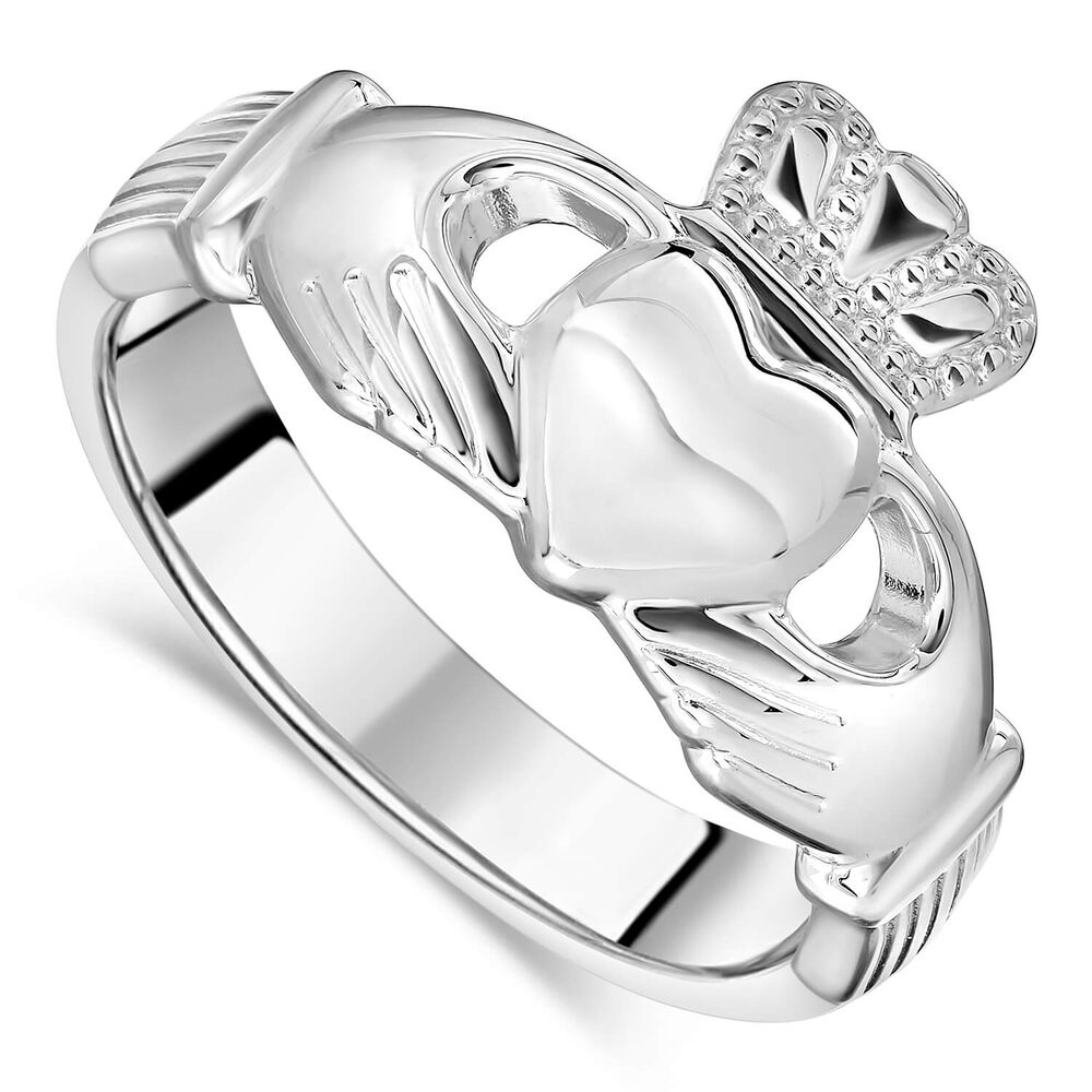 Sterling Silver Puffed Heart Ladies Extra Heavy Claddagh image number 4