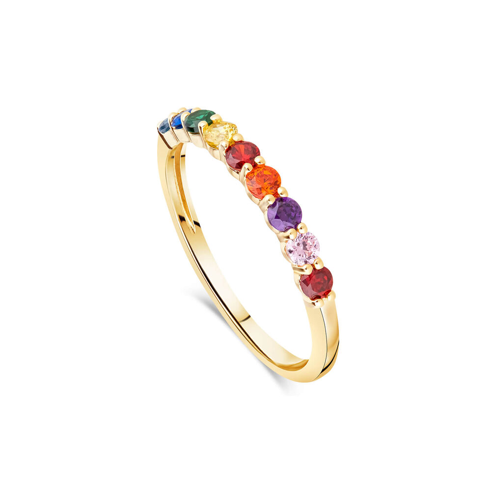 9ct Yellow Gold Multi Colour Cubic Zirconia Set Eternity Ring