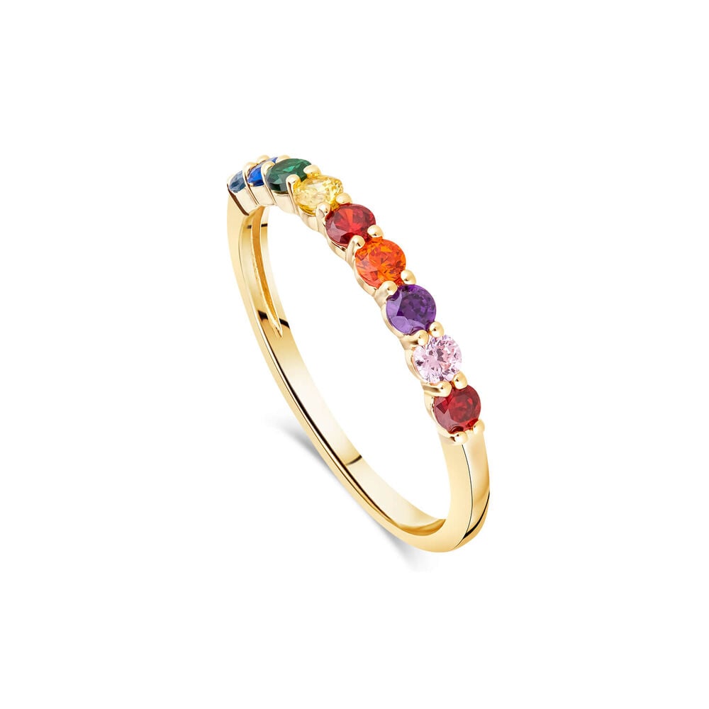 9ct Yellow Gold Multi Colour Cubic Zirconia Set Eternity Ring image number 0