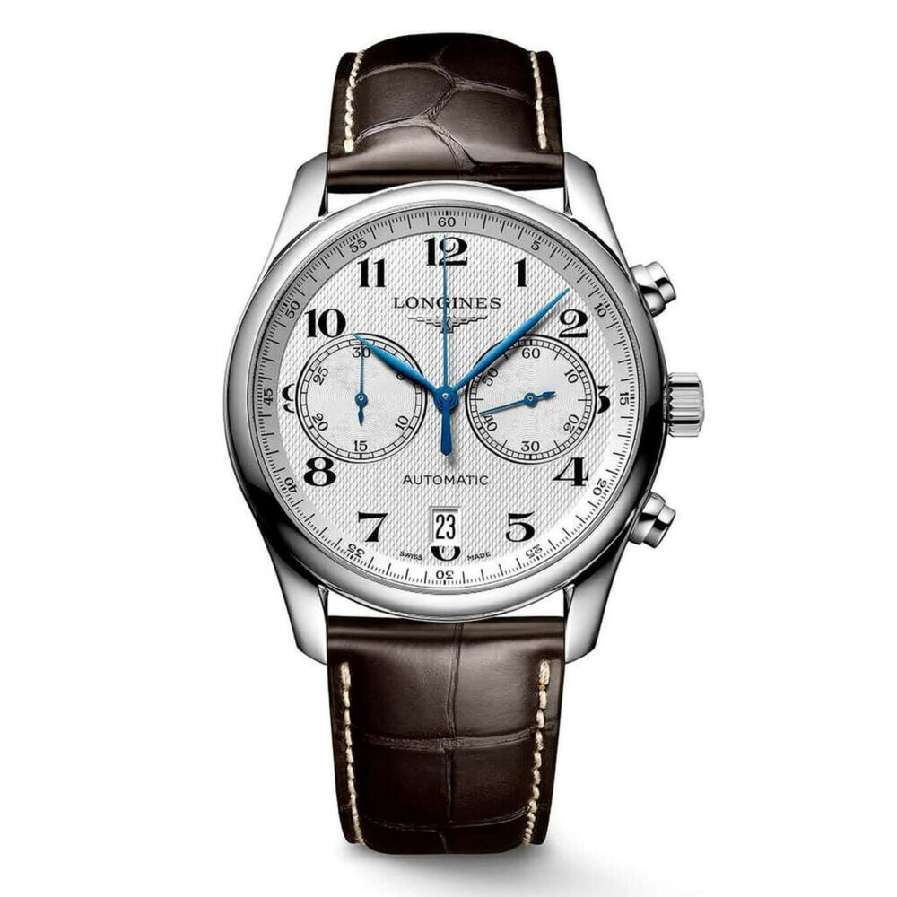 Longines Master Collection 40mm Silver Dial Brown Leather Strap Watch