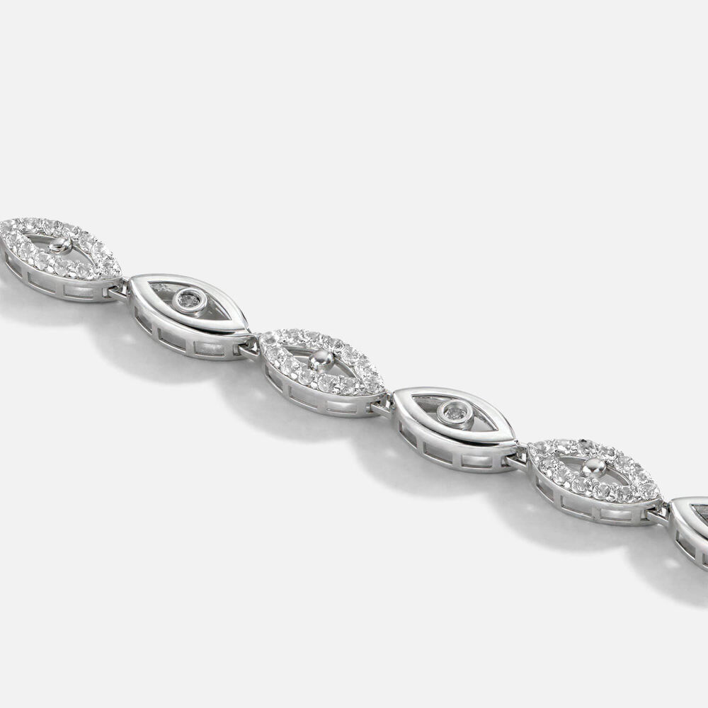 9ct White Gold Cubic Zirconia Set Marquise Shape Link Bracelet