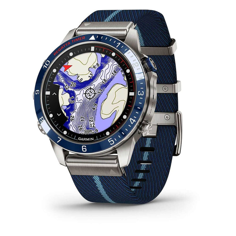 Garmin MARQ® Captain (Gen 2) 46mm Titanium Case Blue Ceramic Bezel Strap Watch image number 1