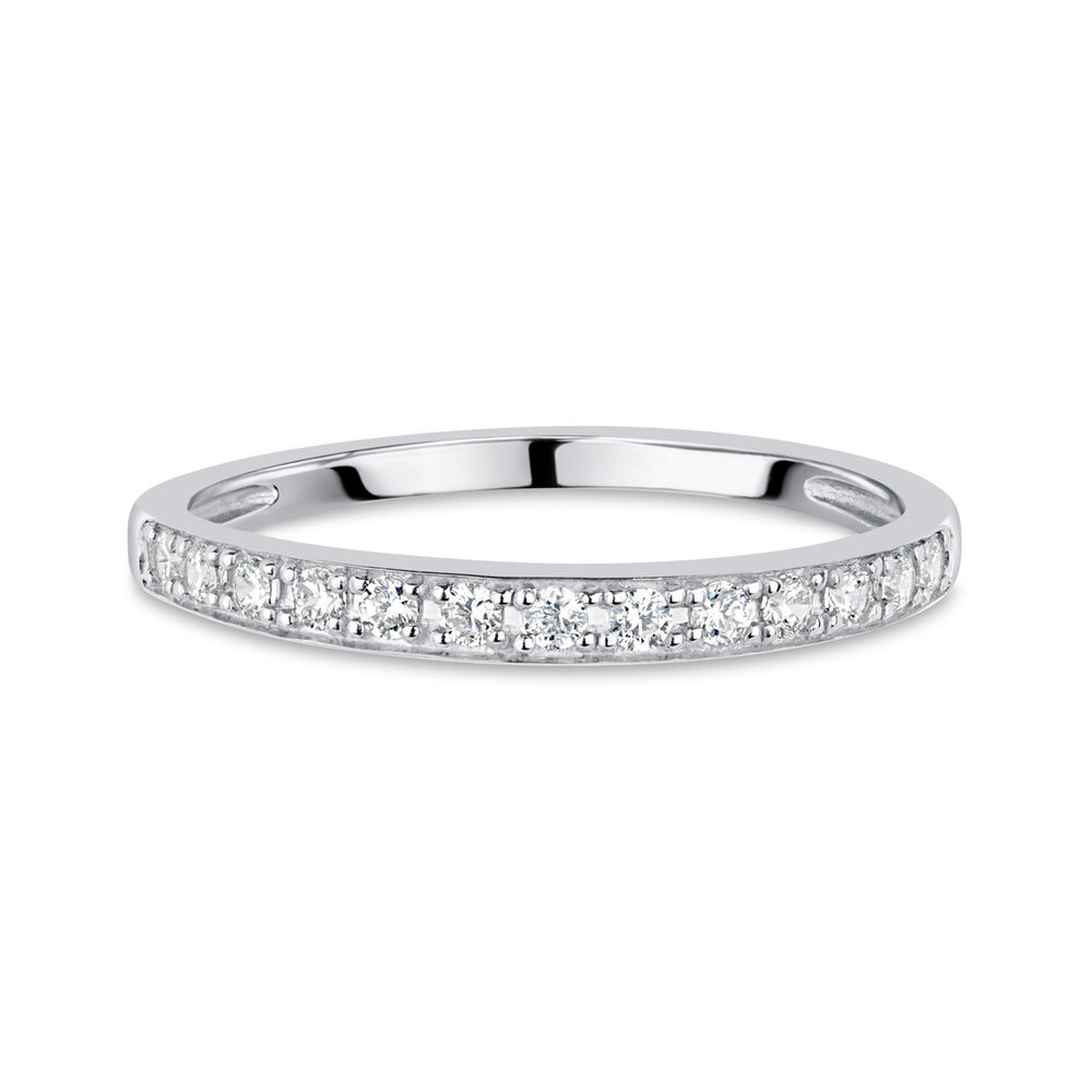 9ct White Gold Pav&eacute; Set Cubic Zirconia Eternity Ring