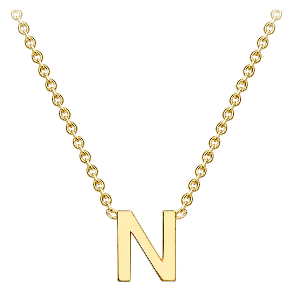 9 Carat Yellow Gold Petite Initial N Necklet image number 1