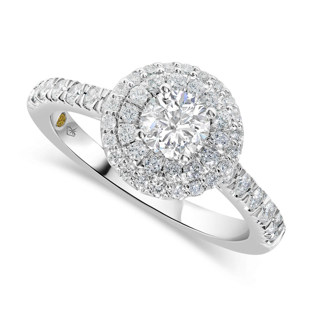 Northern Star 18ct White Gold 1.00ct Diamond Round Double Halo & Shoulders Ring image number 0