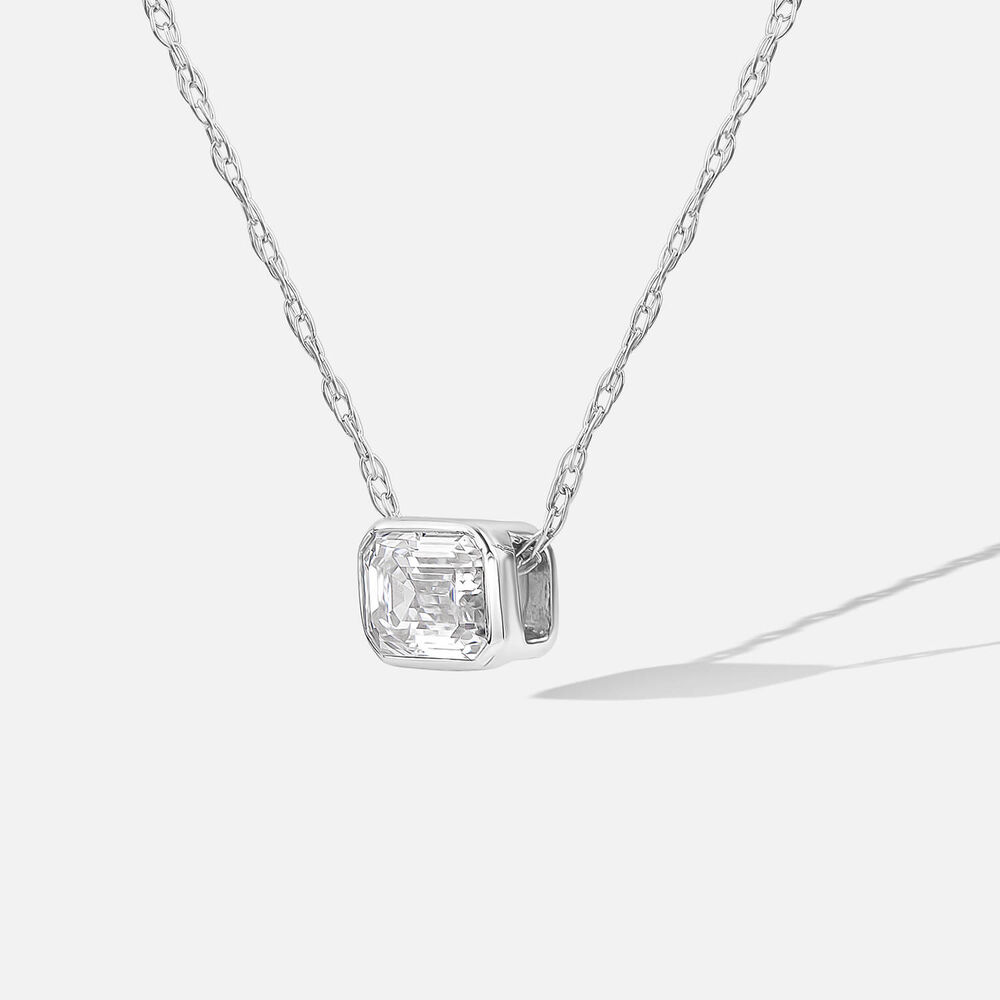 Born Kissed with Diamonds 9ct White Gold Lab Grown 0.20ct Emerald Cut Diamond Pendant
