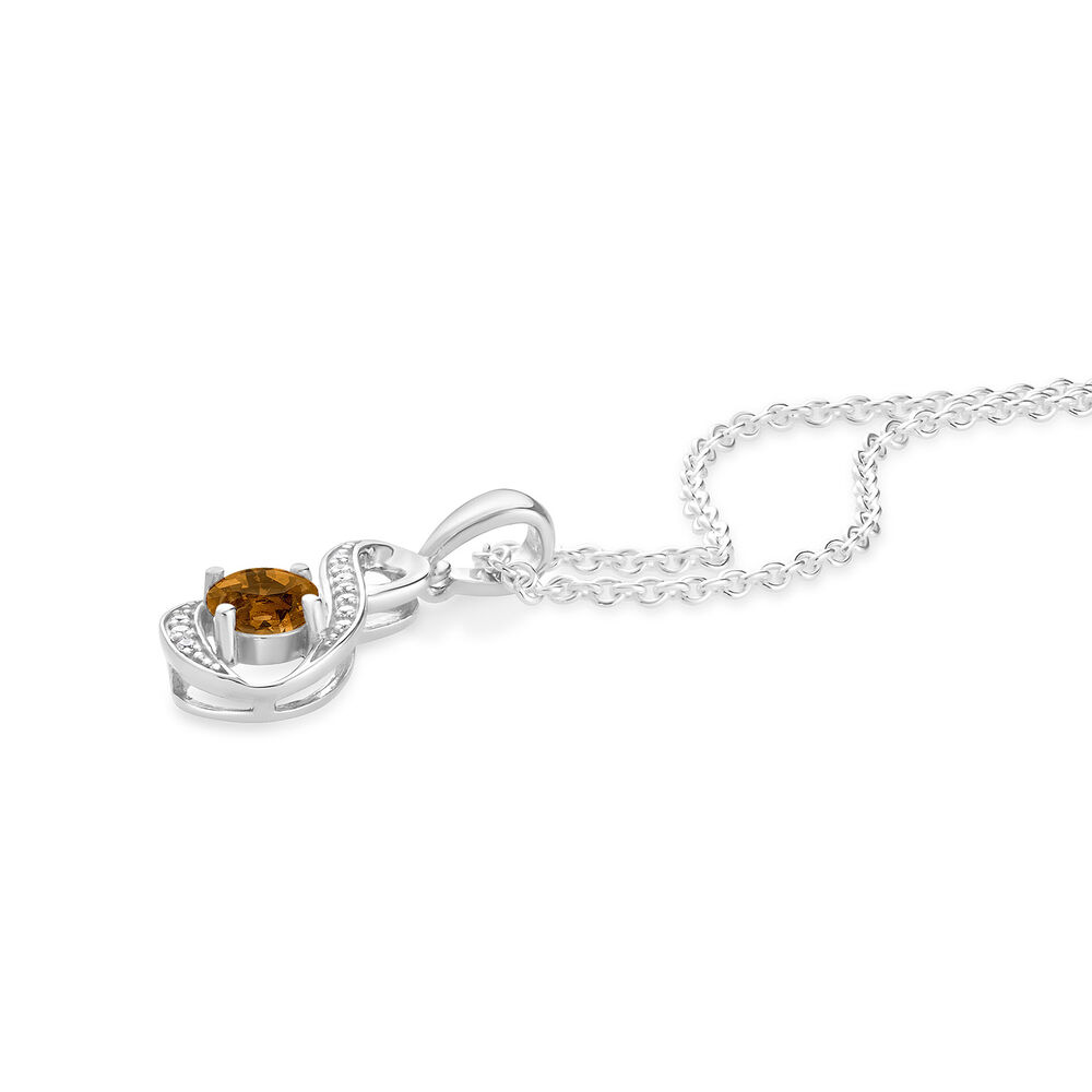 Sterling Silver and Cubic Zirconia November Birthstone Pendant (Chain Included) image number 1