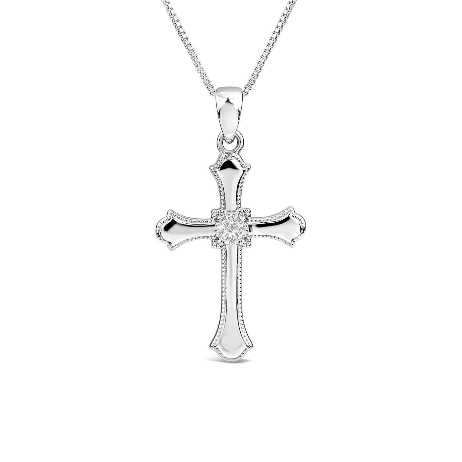 Sterling silver cross with cubic zirconias deals