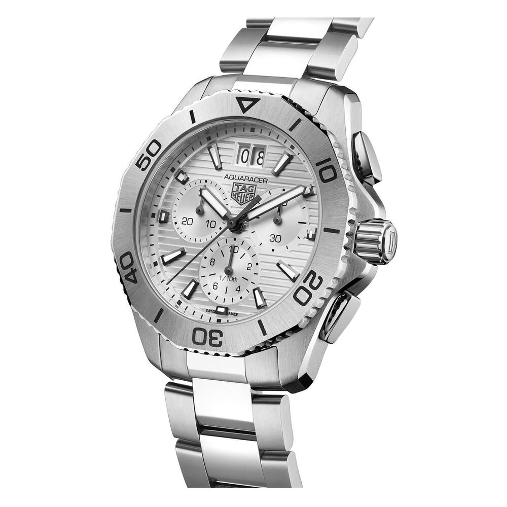 TAG Heuer Aquaracer Professional Chrono 40mm Silver Dial Steel Bracelet Watch