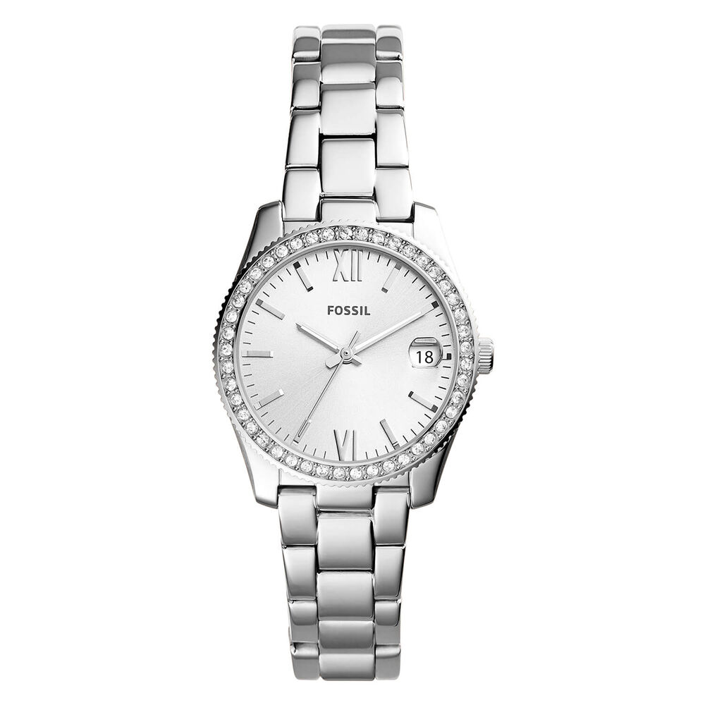 Fossil Scarlette Mini Silver Dial Cubic Zirconia Steel Case Bracelet Watch