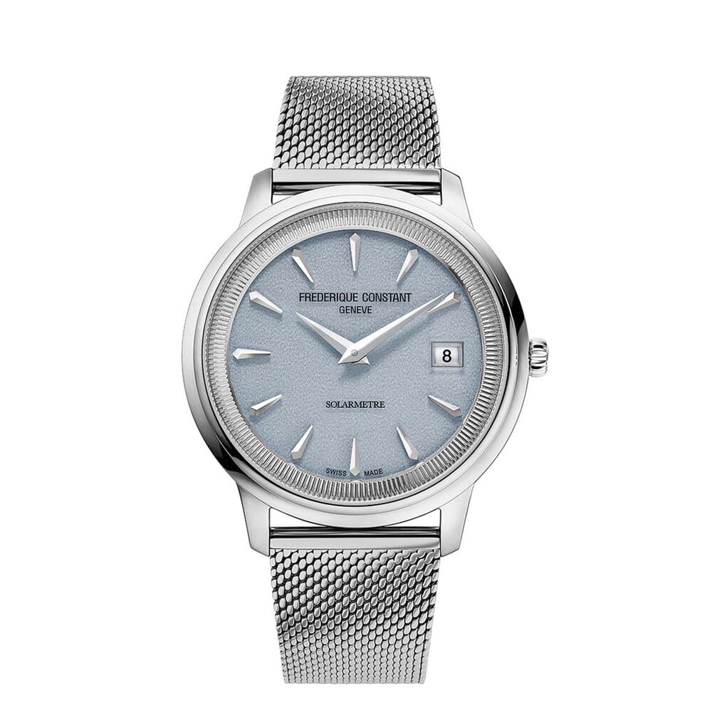 Frederique Constant Classics Moneta Solarmetre 39mm Light Blue Dial Leather Strap Watch