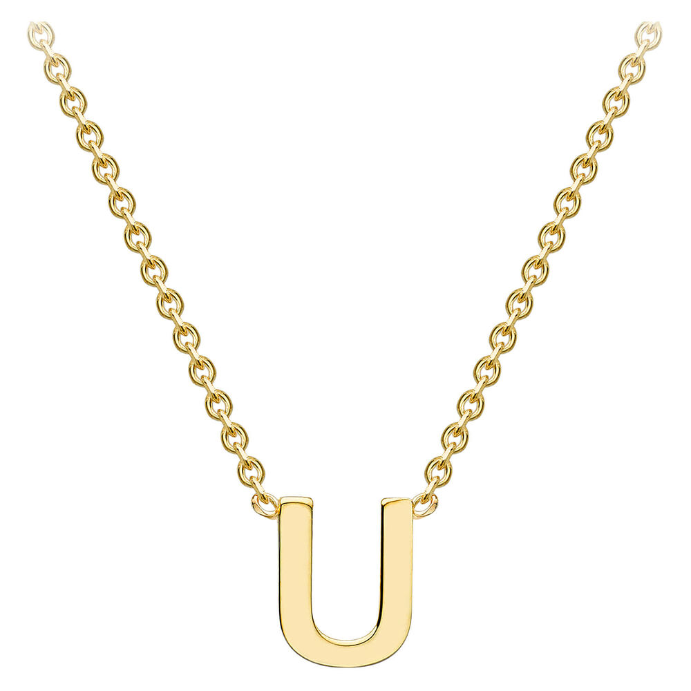 9 Carat Yellow Gold Petite Initial U Necklet (Special Order) image number 1