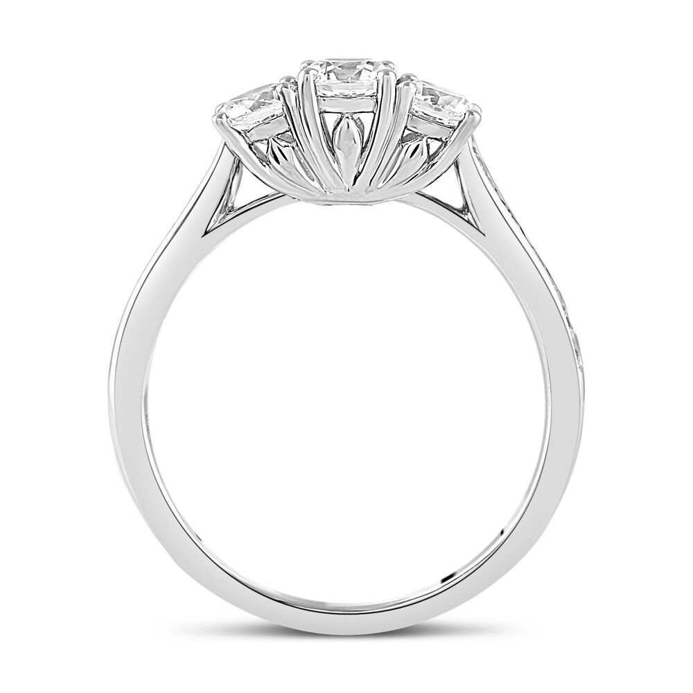 18ct White Gold 0.75ct Trilogy Diamond Tulip Setting Ring image number 2