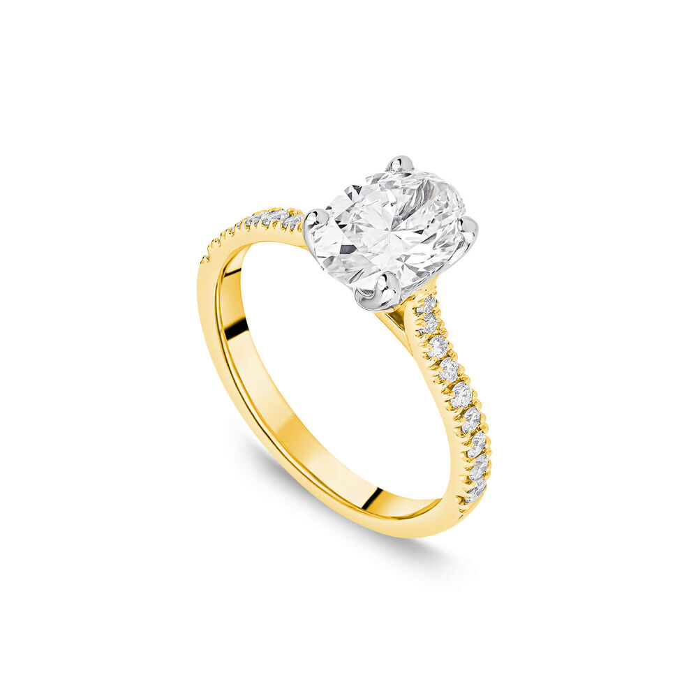 Born 18ct Yellow Gold Lab Grown 1.20ct Oval & Diamond Sides Ring
