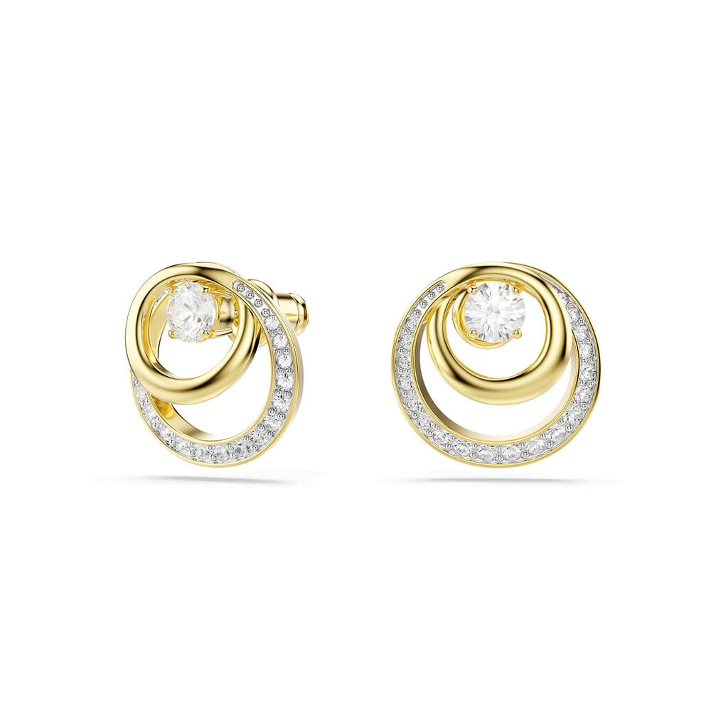Swarovski Hyperbola Crystals & Cubic Zirconia 18ct Yellow Gold Finished Stud Earrings