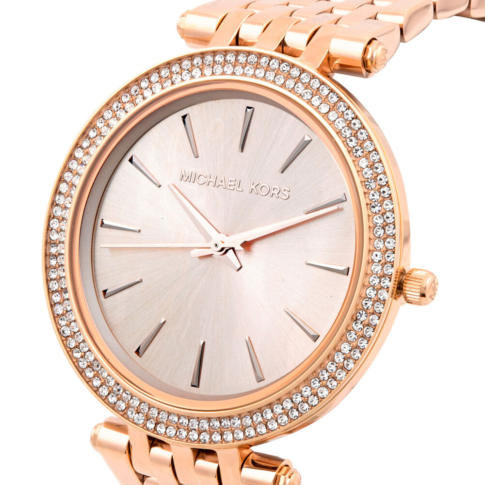 Michael Kors Darci ladies' stone-set rose gold-plated bracelet watch image number 1