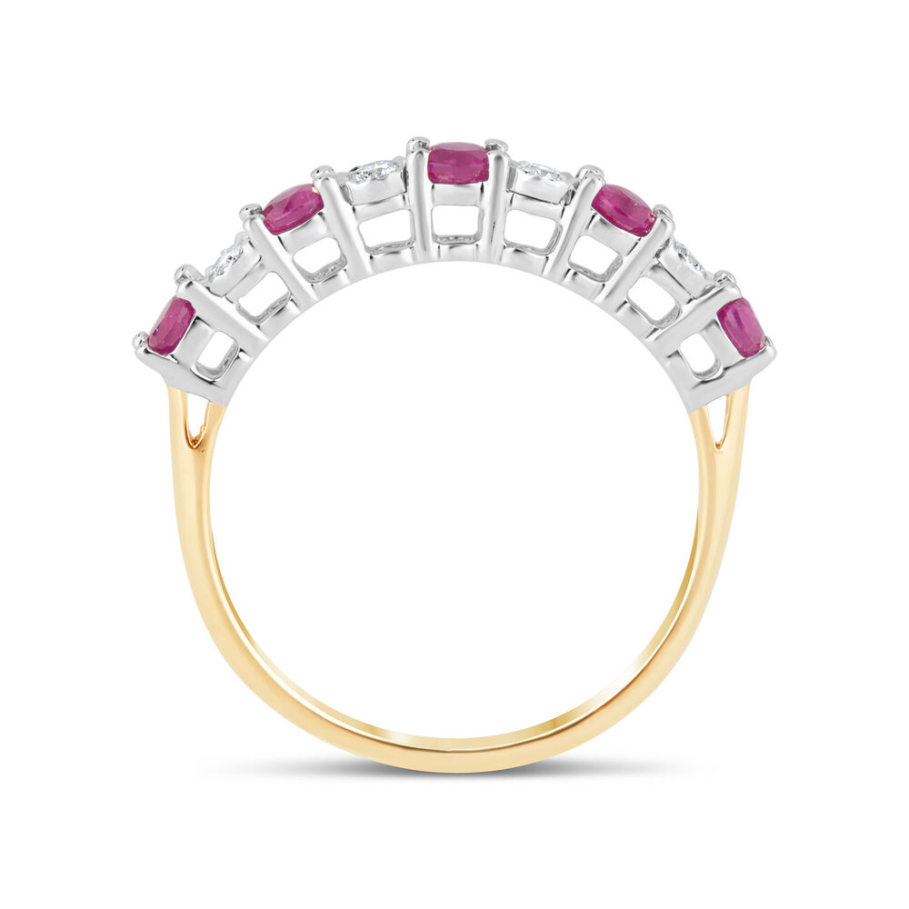 9ct Yellow & White Gold Diamond & Ruby Eternity Ring image number 2