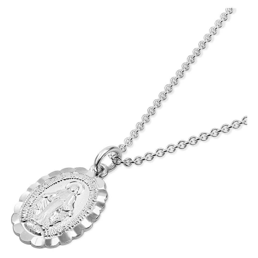Sterling Silver Oval Frill Miraculous Medal (Chain Included) image number 0