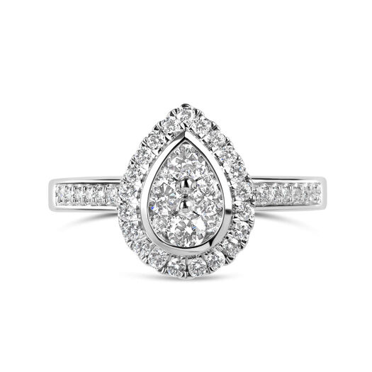 18ct White Gold 0.50ct Pear Diamond Cluster Ring