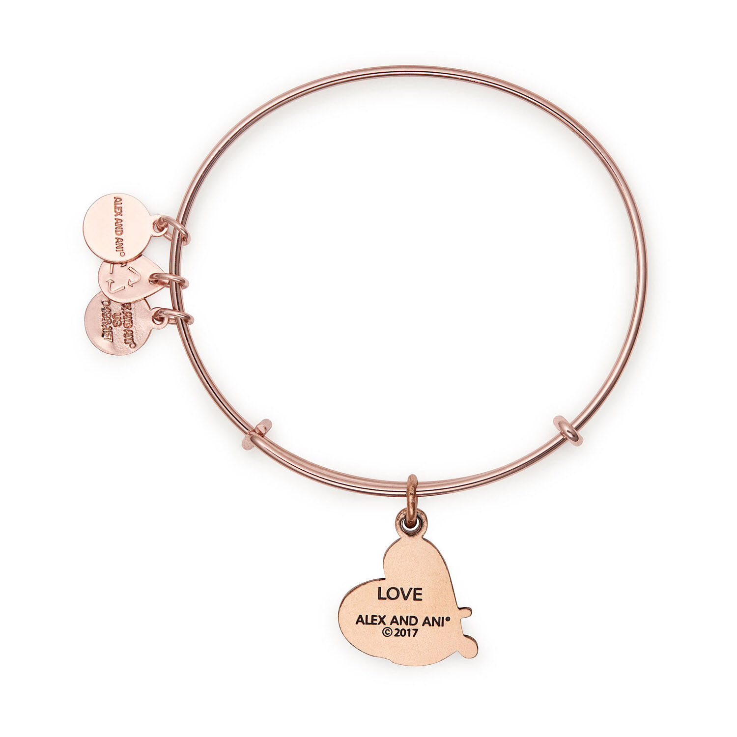 Alex And Ani Love Rose Gold Charm Bangle