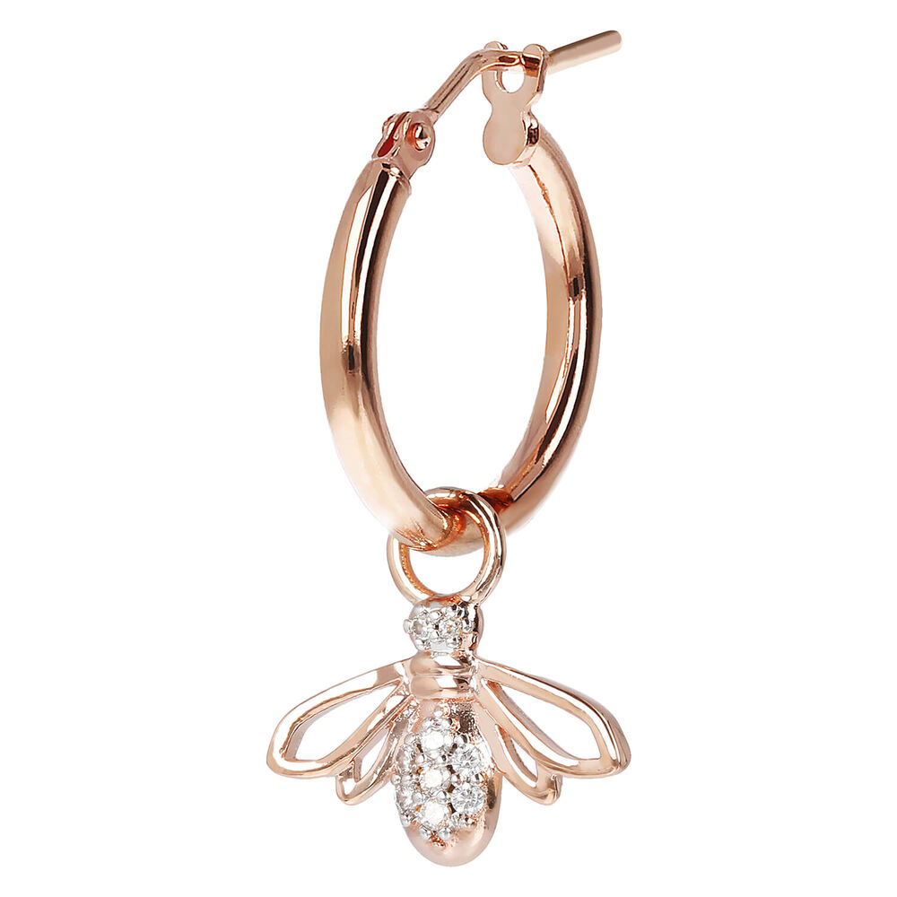 Bronzallure Altissima Collection Bee Cubic Zirconia Single Hoop Ladies Earring