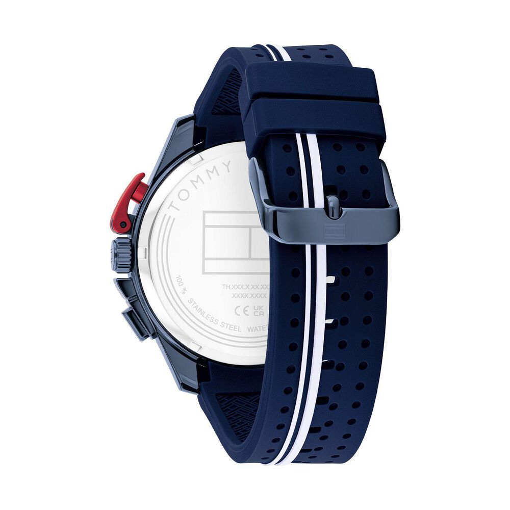 Tommy Hilfiger 46mm Blue Chronograph Dial Rubber Strap Watch image number 2