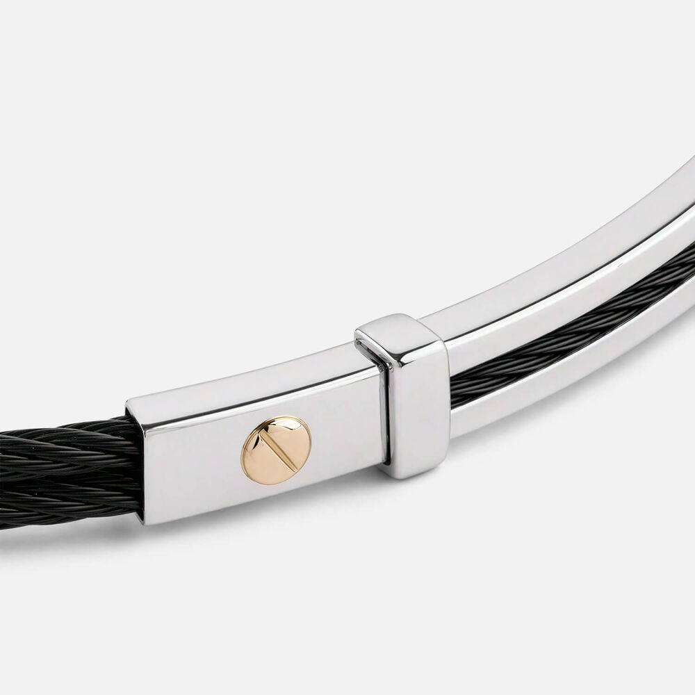 Stainless Steel Blue PVD Wire & 14ct Gold Accent Bracelet