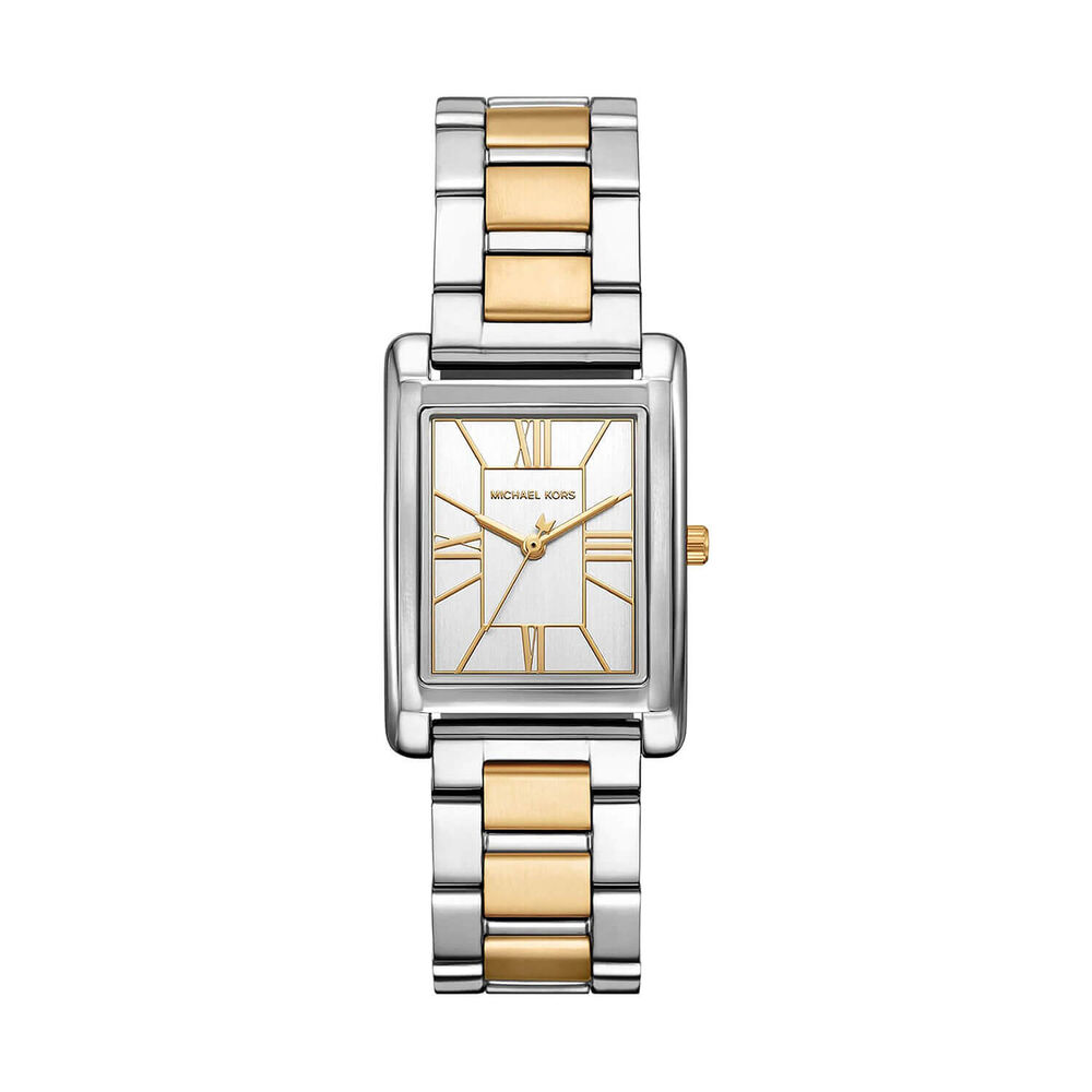 Michael Kors Essex 26x36.5mm White Dial Two Tone Stainless Steel Bracelet Watch image number 0