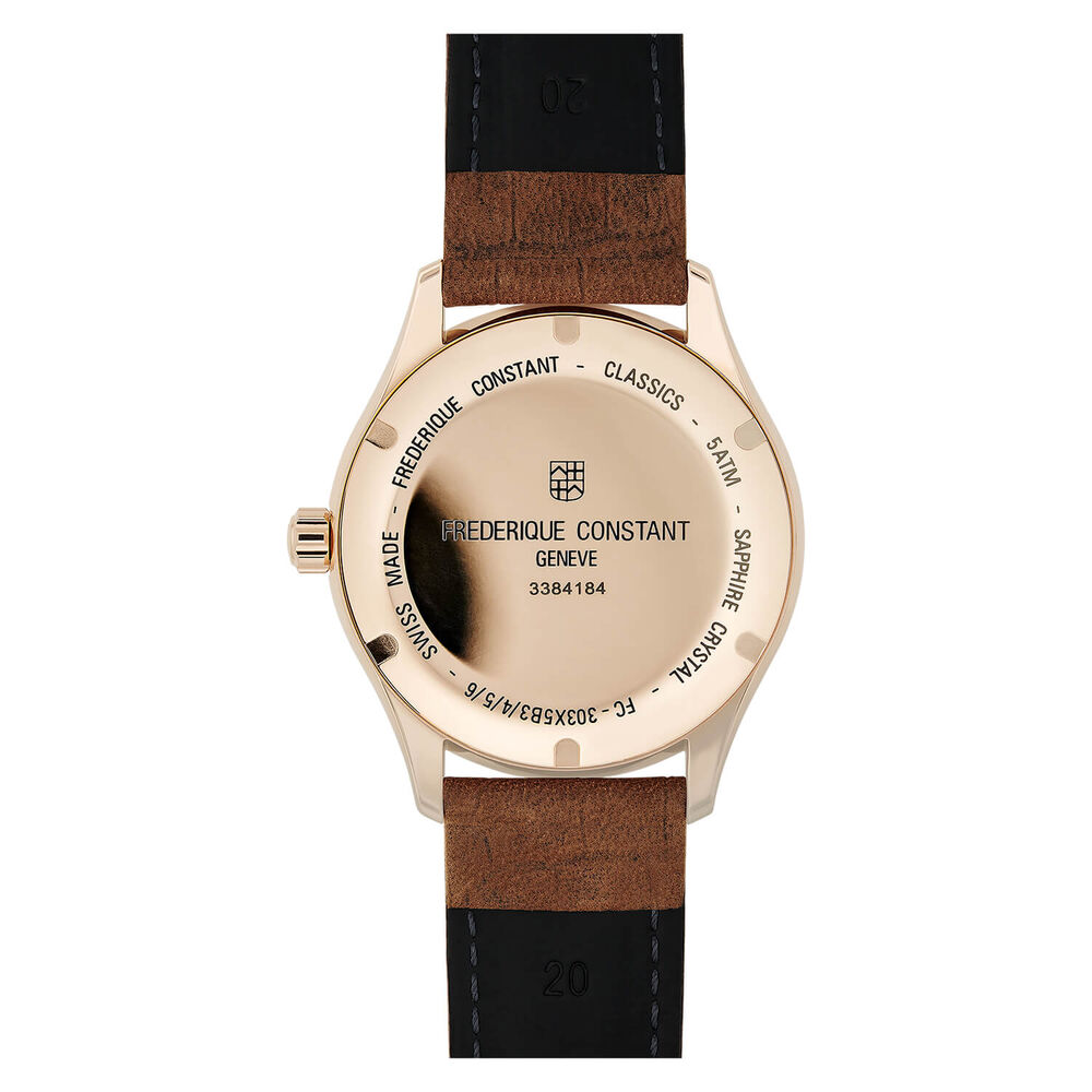 Frederique Constant Index Automatic Silver Dial Rose Gold Case Brown Strap Watch image number 2