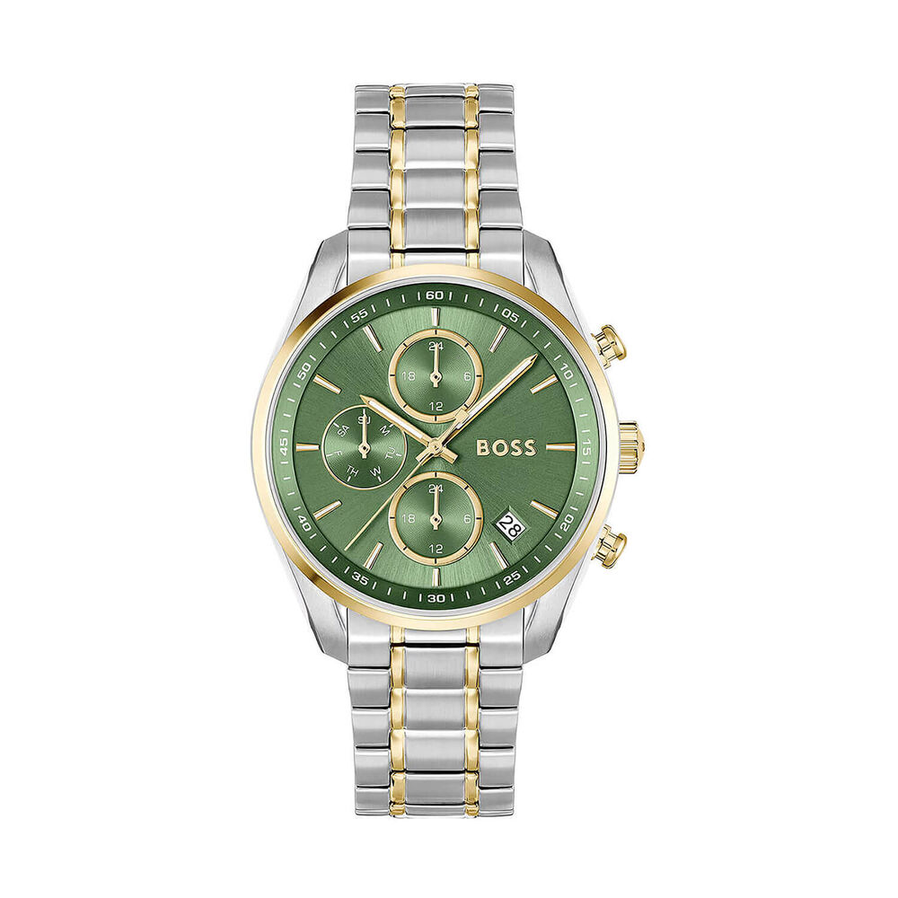 BOSS Grand Tour 38mm Green Dial Two-Tone 5Link Steel Bracelet Watch image number 0