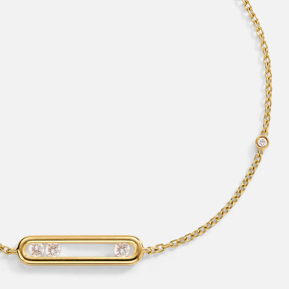 Yellow Gold Plated Sterling Silver 0.20ct Lab Grown Diamond Floating Bar Bracelet