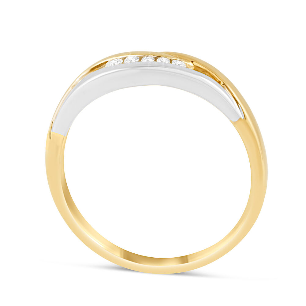 Ladies 9ct Yellow and White Gold Diamond Dress Ring image number 3