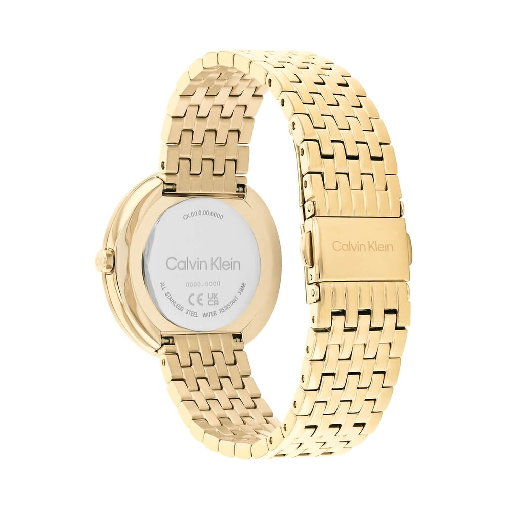 Calvin Klein Twisted Bezel 34mm MOP Dial Gold Tone Steel Bracelet Watch image number 2