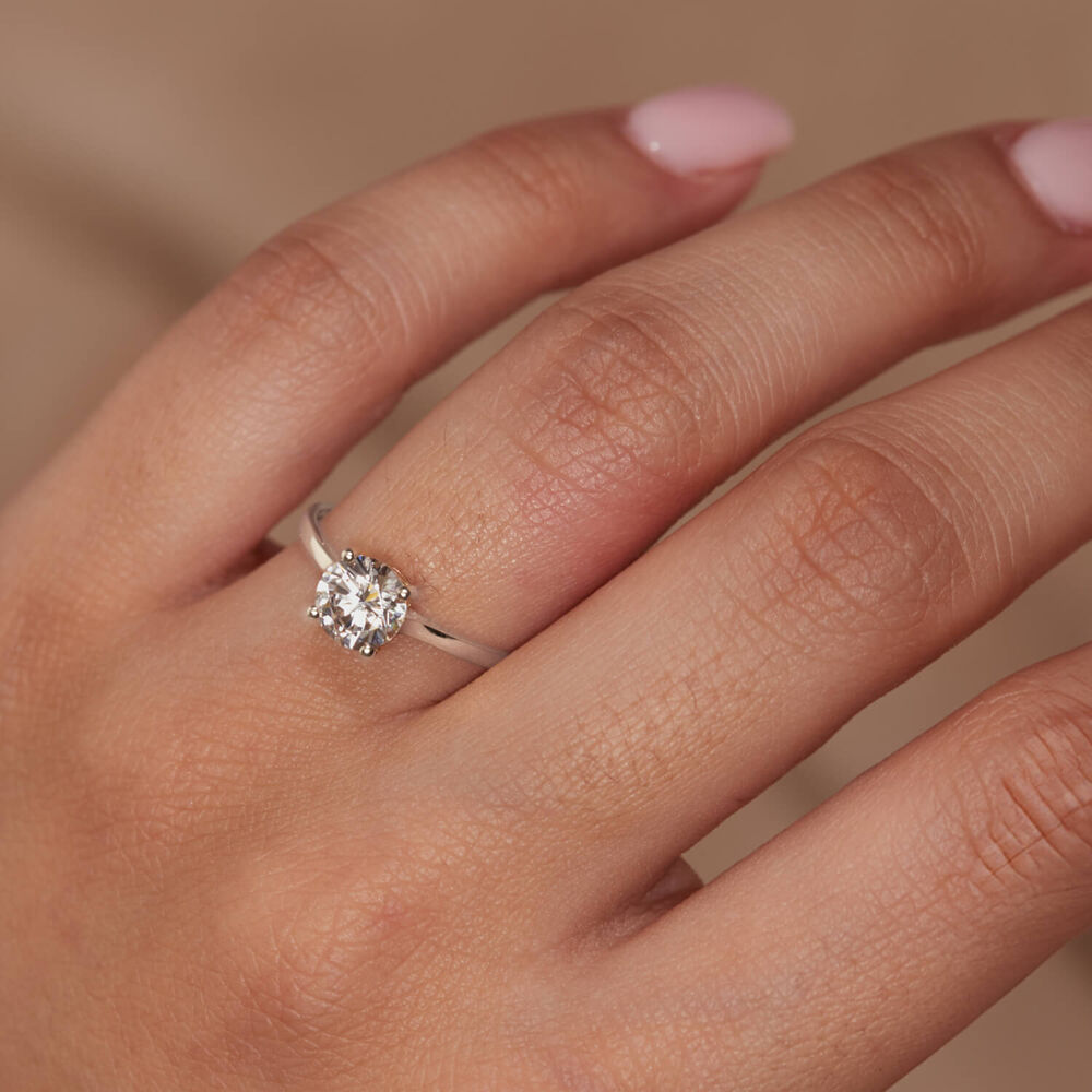 9ct White Gold Round Brilliant Cubic Zirconia Promise Ring image number 3