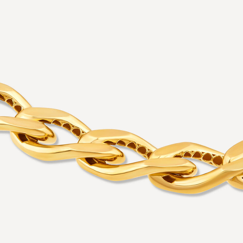 9ct Yellow Gold Fancy Diamond Cut Curved Link Bracelet image number 2